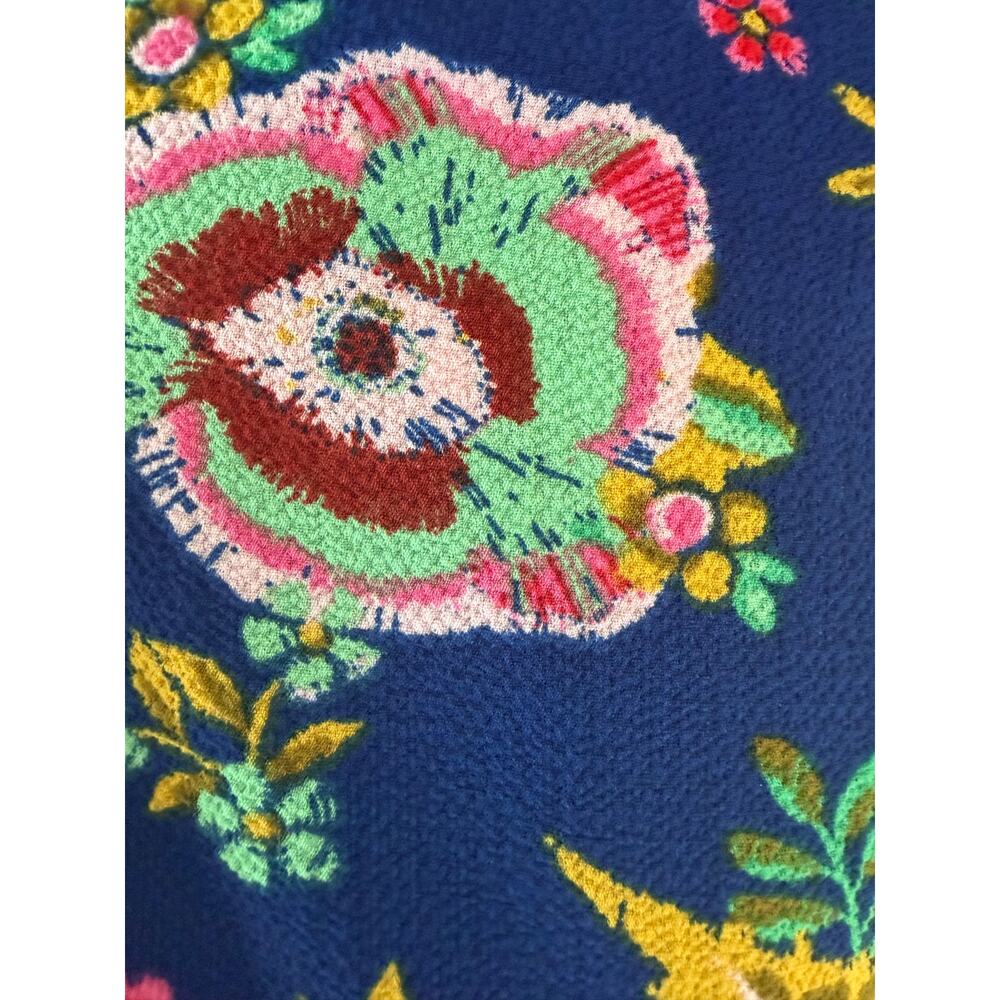 Blue Rain Floral Romper Navy Multicolor Tie Waist Sleeveless Size L - Picture 4 of 5